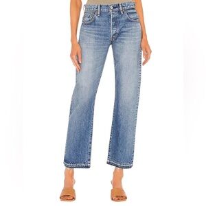 Moussy Vintage Sunnyland Straight Jeans 100% Cotton Frayed Hem Japan Size 26